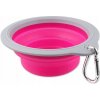 Skladacia (cestovná) plastová miska Dog Fantasy ružová 0,75 l