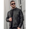Čierna pánska zateplená motorkárska koženková bunda Bolf 92531
