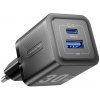 Vention 2-Port USB (C + A) GaN Charger (30 W/30 W) EU-Plug Black FEQB0-EU