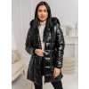 Čierna dámska dlhá prešívaná zimná bunda / kabát s kapucňou Bolf 16M9120