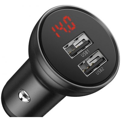 Baseus CCBX-0G Nabíjačka do Auta s Displejom 24W 2x USB šedá CCBX-0G