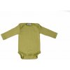 Detské body z merino vlny a hodvábu Cosilana s dlhým rukávom zelené