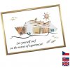 Rámček na darovanie peňazí - Dovolenka - plavba loďou, Nápis anglicky, Rámik 203 - zlatá metalická