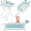 Skladacia detská vanička mätová so zabudovaným teplomerom, vložkou a stojanom