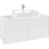 VILLEROY & BOCH Collaro závesná skrinka pod umývadlo na dosku (umývadlo v strede), 4 zásuvky, s LED osvetlením, 1200 x 500 x 548 mm, White Matt, C128B0MS