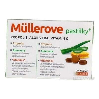 MÜLLEROVE pastilky PROPOLIS, ALOE VERA, VITAMÍN C 1x24 ks