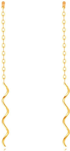 Šperky eshop Visiace zlaté náušnice 585 jemná retiazka z oválnych očiek so špirálou S2GG71.19