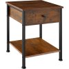 TecTake Nočný stolík Bradford 40 × 40 × 55,5 cm – Industrial tmavé drevo