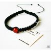 Čierny shamballa náramok pre znamenie barana s karneolom (Čierny náramok s karneolom)