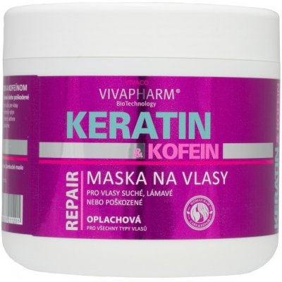 Vivaco VivaPharm keratínová oplachová maska na vlasy s kofeínom 600 ml