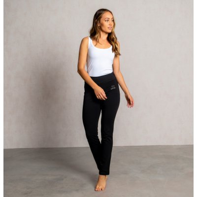 nohavice na jogu s vyšším pásom z bio bavlny čierne