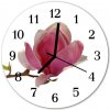 Sklenené hodiny okrúhle Magnolia kvetina fi 30 cm