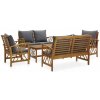 VidaXL 5-dielna záhradná sedacia súprava s poduškami, akáciové drevo