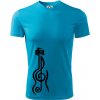 Husľový kľúč gitara - Pánske tričko Fantasy športové - 2XL ( Svetlý tyrkys )