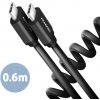 AXAGON BUCM-CM10TB, TWISTER kabel USB-C USB-C, 0.6m, USB 2.0, PD 60W 3A, ALU, tpe, černý
