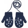 Be Snazzy Zimné palcové zapletené rukavičky so šnúrkou labky Tm. modré
