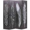 Skladací paraván 160x170 cm, potlač s pierkami, čierno-biely-ForU-245890