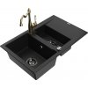 MEXEN/S MEXEN/S - Gaspar granitový drez 1.5 s odkvapkávačom vrátane batérie Carla, čierna 6507-77-670700-50-B