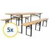 5 X SKLADACIE PIVNÝ SET 220 X 50 X 25 CM | 3 NOHY NA LAVICI