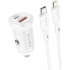Rýchlonabíjačka do auta Borofone BZ18A 20W pre iPhone vrátane dátového kábla Dual biela 84964