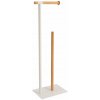 TENDANCE Stojan na toaletný papier White Bamboo, biela/s drevenými prvkami