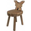 Clayre & Eef Hnedý dekoračný kvetinový drevený stolík s motýľom - 18*19*34 cm - Clayre & Eef