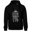 Queens are born in 1976 - Oversized mikina dámská Moon - kratšia + širšia - 2XL ( Čierna )