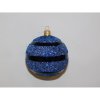 ONREX Vianočná ozdoba sklenená guľa modrá prúžky pr. 8 cm