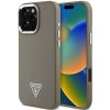 Guess PU Grained Triangle Logo Zadní Kryt pro iPhone 16 Pro Max Brown GUHMP16XPGTSPSW