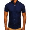 Tmavomodrá pánska elegantná košeľa s krátkymi rukávmi Bolf 5535