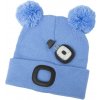Strend Pro detská čiapka modrá M, s brmbolcami, 4x SMD LED, USB nabíjanie