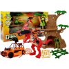 LEAN TOYS Sada Dinosaurus červený + figúrky, príslušenstvo