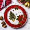 Vianočný porcelánový tanier MERRY CHRISTMAS BILO-ČERVENÝ 27 cm