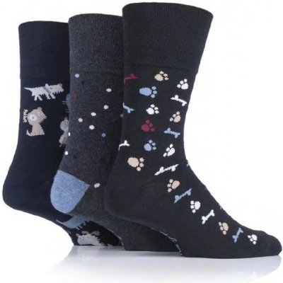 Gentle Grip 3 páry bavlnené ponožky DOGS psíky s voľným lemom