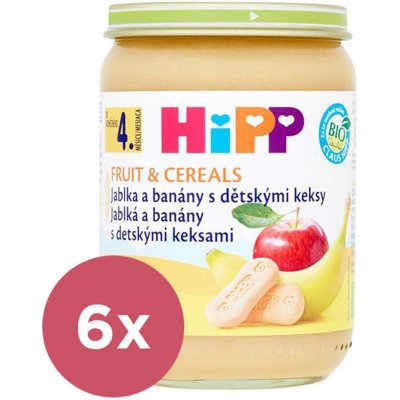 6x HiPP BIO Jablká a banány s detskými keksami 190 g VP-F010516