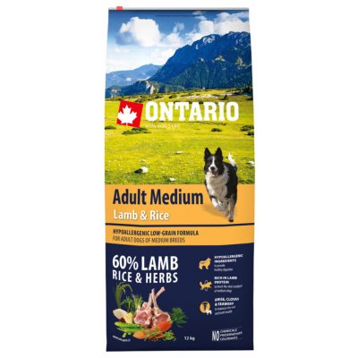 Ontario granuly Adult Medium jahňa a ryža 12 kg