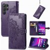 Peňaženkové kožené puzdro Mandala Flower na Samsung Galaxy S24 Ultra 5G - Fialová