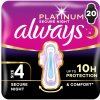 Always Platinum Secure Night nočné hygienické vložky s krídelkami a jemnou vôňou 20 ks