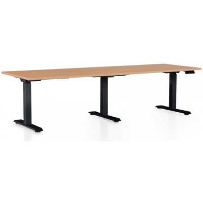 Rauman Výškovo nastaviteľný stôl OfficeTech Long, 240 x 80 cm čierna podnož buk
