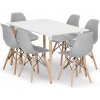 Jedálenský stôl ADRIA biely so šiestimi stoličkami OSAKA sivé