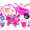 Súprava do piesku fúrik vozík krhla vedierko lopatka hrable sitko formičky