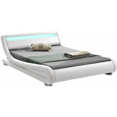 Tempo Kondela Moderná posteľ s RGB LED osvetlením, biela, 180x200, FILIDA
