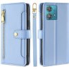 Peňaženkové kožené puzdro Cross-body na Motorola Edge 40 Neo - Modrá