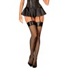 Obsessive Darkessia čierne sieťované pančuchy S/M s koženkovým zakončením