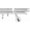 Chrómová dvojradová garniža LUNA 19mm Dĺžka: 400cm, Typ uchytenia: Držiak dvojitý modern, Typ príslušenstva: Krúžky tiché so štipcami
