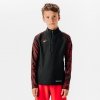 KIPSTA Detská mikina Viralto CLUB Wavy s 1/2 zipsom čierno-červená 113-122 cm