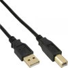 Kábel USB 2.0 A-B M/M 0.3m, High Speed, čierny, pozl. kon