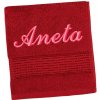 Froté uterák Bellatex s vyšitým menom, bordový, 50x100 cm
