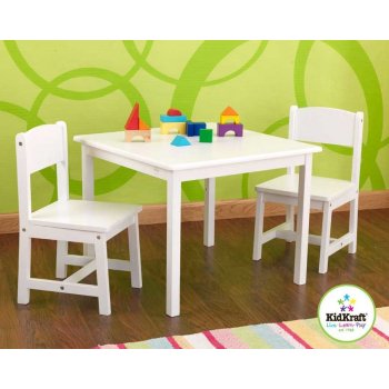 KidKraft detský stôl s dvoma stoličkami biely