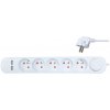 Solight predlžovací prívod 5 zásuviek, USB A+A nabíjačka 12W, 3m, 3 x 1mm2, biely, vypínač